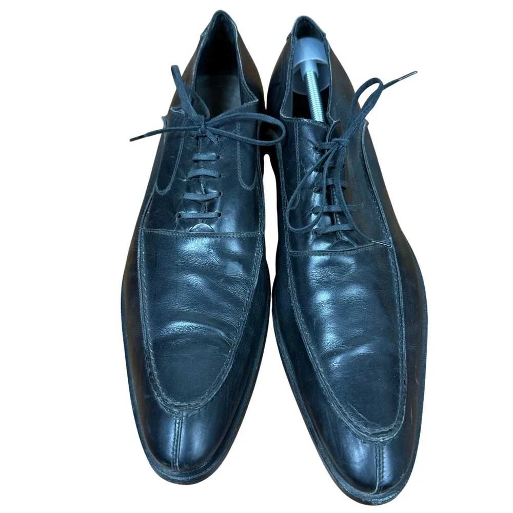 To Boot New York Oxford Shoes Mens 10 Black Leather Apron Toe Lace Up Italy